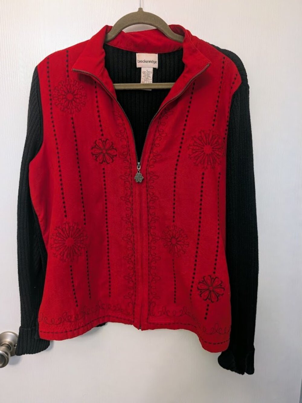 Vintage Breckenridge red and black sweater jacket Size M
